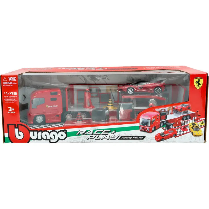 Ferrari transportbil med sportbil och tillbehör - Bburago - 1:43