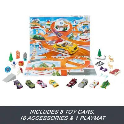 Hot Wheels Adventskalender 2024 - 8 Bilar och 16 Tillbehör