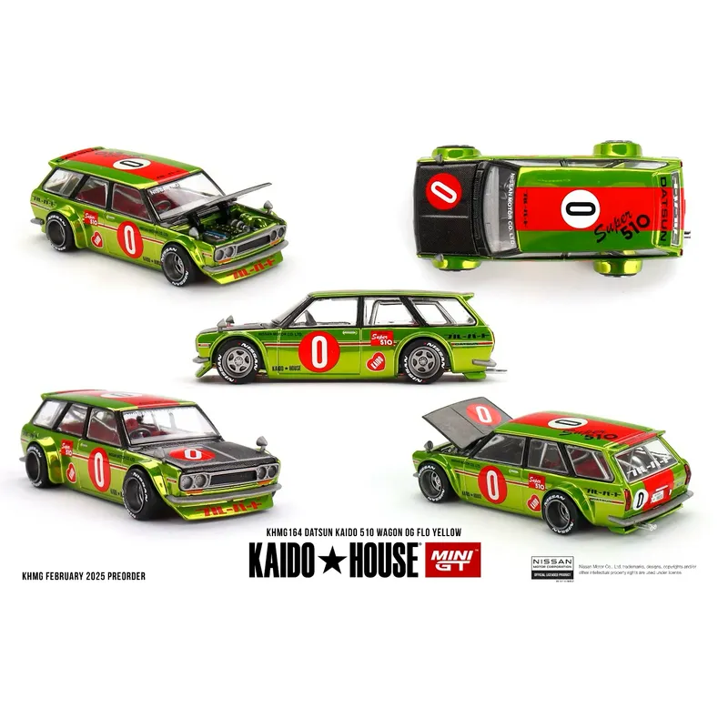 Datsun KAIDO 510 Wagon OG Flo Yellow - Kaido House - 164 - Mini GT