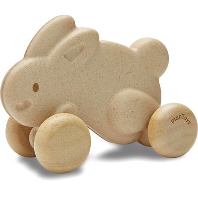 Push Along Bunny - Vit - 5729 - PlanToys