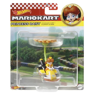Princess Daisy - Standard Kart + Flower Glider - Mario Kart - Hot Wheels