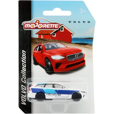 Volvo V90 - Vit / Blå - Röd Stuga - Majorette - 7 cm