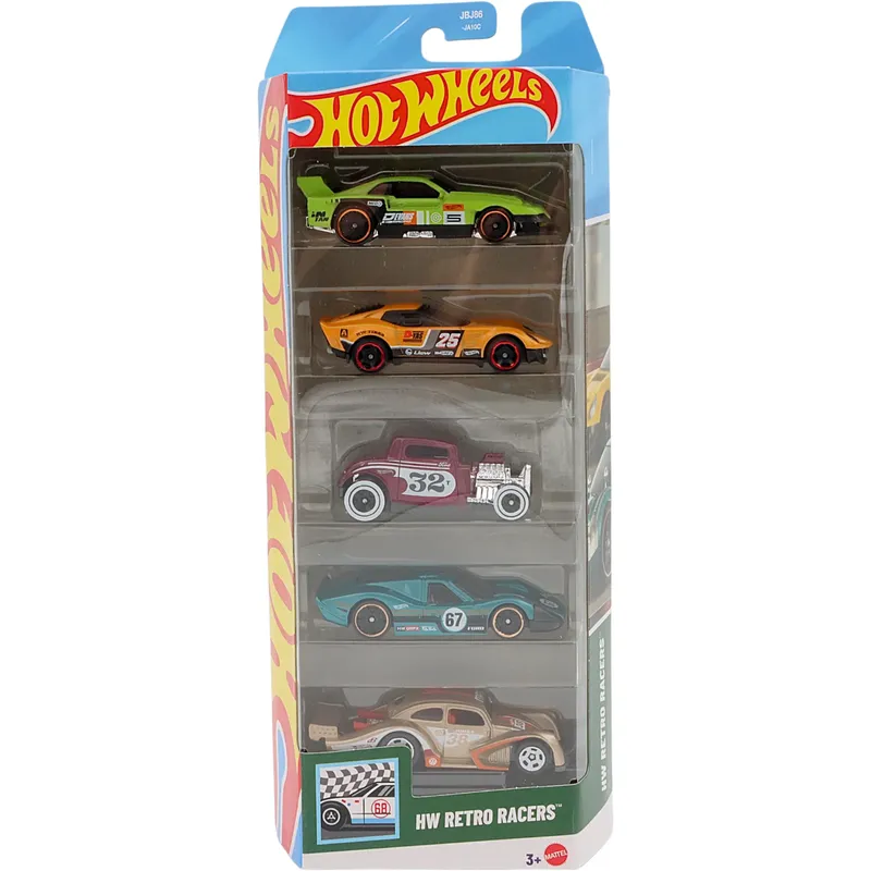 HW Retro Racers - 5-pack leksaksbilar - Hot Wheels