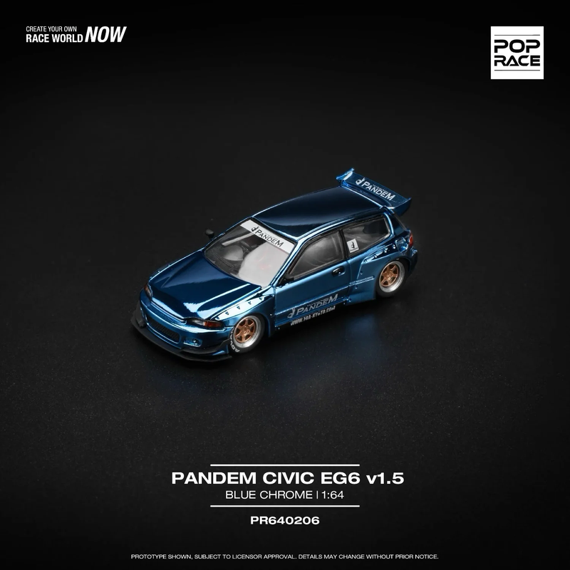 Honda Civic (EG6) Pandem - Blå - 206 - Pop Race - 1:64