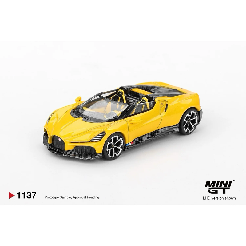 Bugatti W16 Mistral Yellow - Gul - 1137 - Mini GT - 1:64