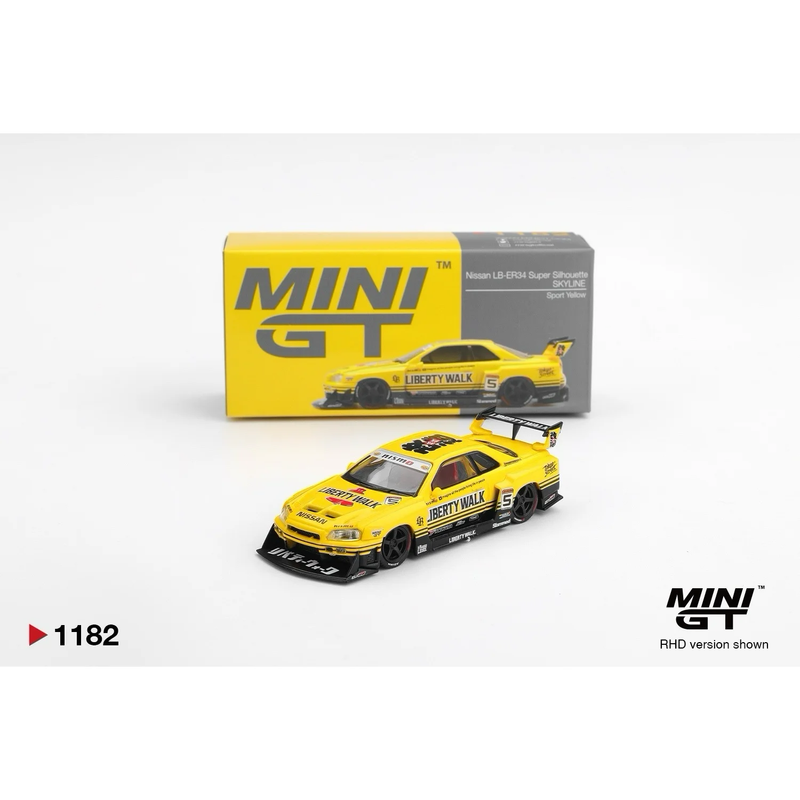 Nissan LB-ER34 Super Silhouette Skyline Sport Yellow - Gul - 1182 - Mini GT - 1:64