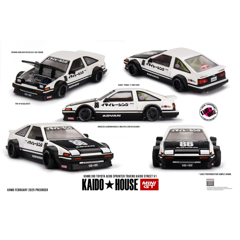 Toyota AE86 Sprinter Trueno Kaido Street V1 - 180 - Kaido House x Mini GT - 1:64