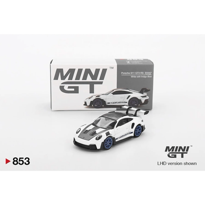 Porsche 911 (992) GT3 RS Weissach Package White with Indigo Blue - Vit - 853 - Mini GT - 1:64