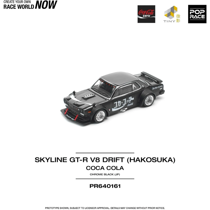 Nissan Skyline GT-R V8 Drift Hakosuka Coca-Cola - Svart - 161 - Pop Race - 1:64