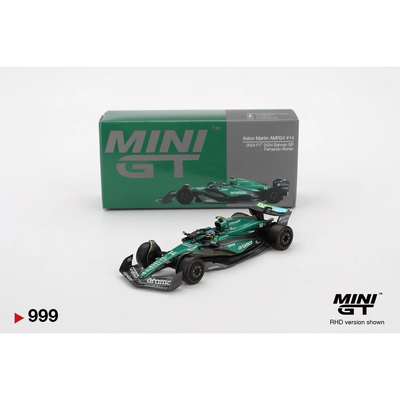 Aston Martin AMR24 #14 Fernando Alonso 2024 F1 2024 Bahrain GP - Grøn - 999 - Mini GT - 1:64