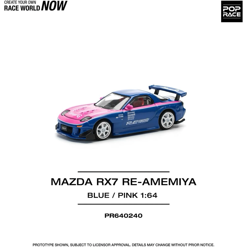 Mazda RX-7 RE Amemiya Widebody - Blå - 240 - Pop Race - 1:64