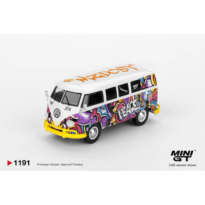 Volkswagen T1 Microbus Mizu Design - Vit / Lila - 1191 - Mini GT - 1:64