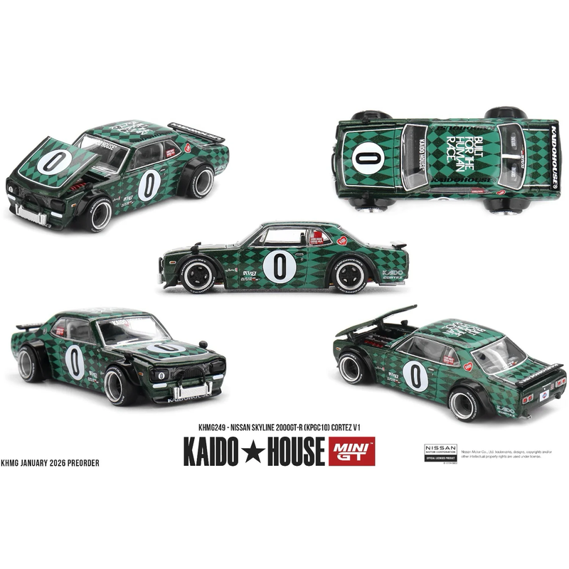 Nissan Skyline 2000GT-R (KPGC10) Cortez V1 - Grøn - 249 - Mini GT - 1:64