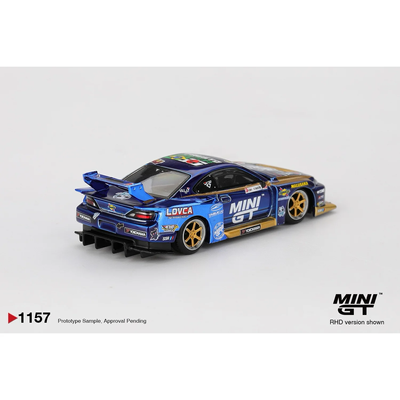 Nissan Silvia (S15) LB-Super Silhouette #555 Team MINI GT Liberty Walk 2025 Formula Drift - Blå - 1157 - Mini GT - 1:64