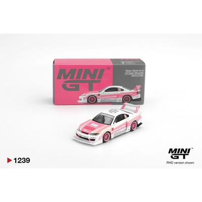 Nissan Silvia (S15) LB-Super Silhouette AMOCULTURE - Rosa / Vit - 1239 - Mini GT - 1:64