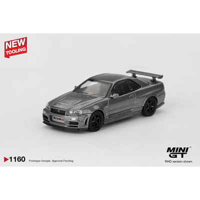 Nissan Skyline GT-R Dark Metal Gray (NISMO BNR34 CRS Version) - Grå - 1160 - Mini GT - 1:64