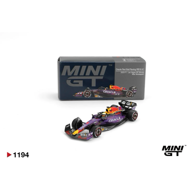 Oracle Red Bull Racing RB19 #1 Max Verstappen 2023 F1 Las Vegas GP Winner - Blå - 1194 - Mini GT - 1:64