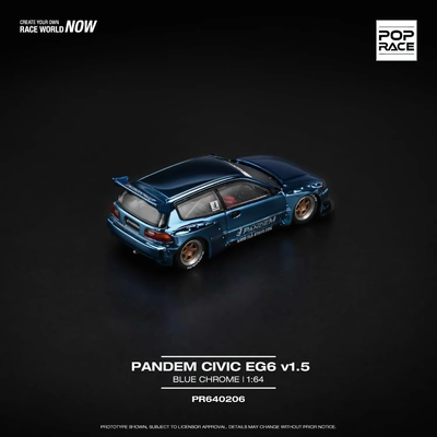 Honda Civic (EG6) Pandem - Blå - 206 - Pop Race - 1:64