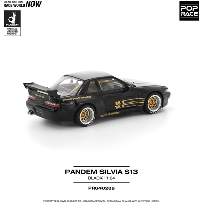 Nissan Silvia S13 Pandem - Svart - 289 - Pop Race - 1:64
