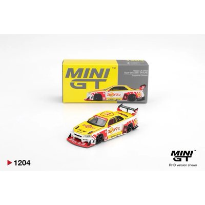 Nissan LB-ER34 Super Silhouette Skyline Suppaiman Okinawa - Gul / Röd - 1204 - Mini GT - 1:64