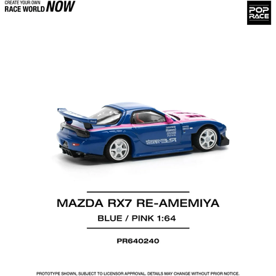 Mazda RX-7 RE Amemiya Widebody - Blå - 240 - Pop Race - 1:64