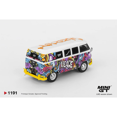 Volkswagen T1 Microbus Mizu Design - Vit / Lila - 1191 - Mini GT - 1:64