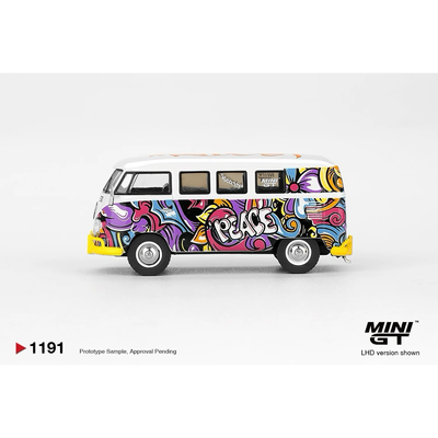 Volkswagen T1 Microbus Mizu Design - Vit / Lila - 1191 - Mini GT - 1:64