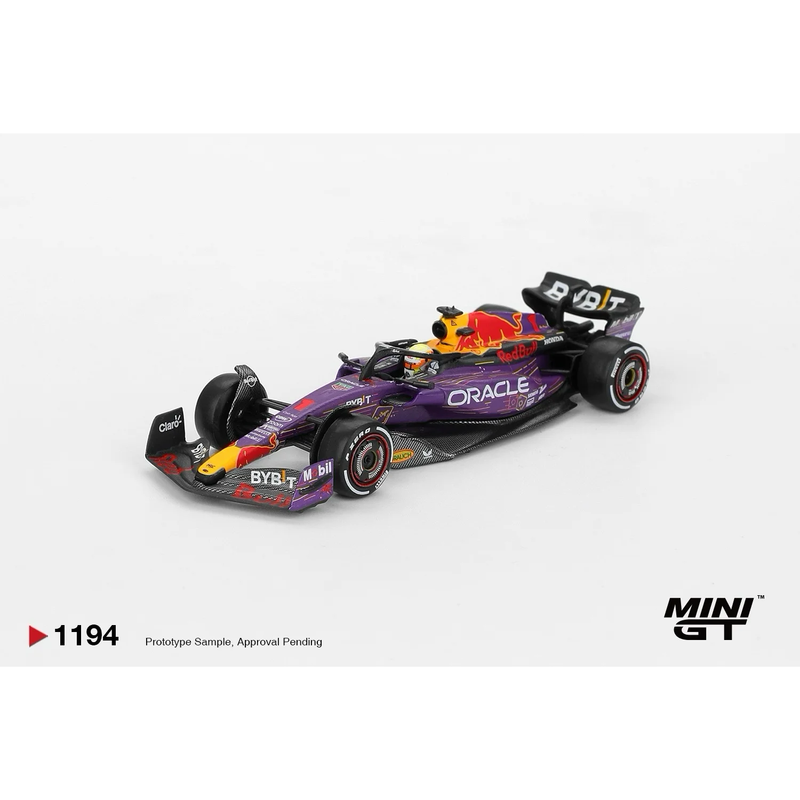 Oracle Red Bull Racing RB19 #1 Max Verstappen 2023 F1 Las Vegas GP Winner - Blå - 1194 - Mini GT - 1:64
