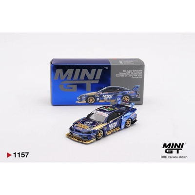 Nissan Silvia (S15) LB-Super Silhouette #555 Team MINI GT Liberty Walk 2025 Formula Drift - Blå - 1157 - Mini GT - 1:64