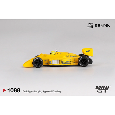 Lotus 99T #12 Ayrton Senna 1987 Monaco Grand Prix Winner - Gul - 1088 - Mini GT - 1:64