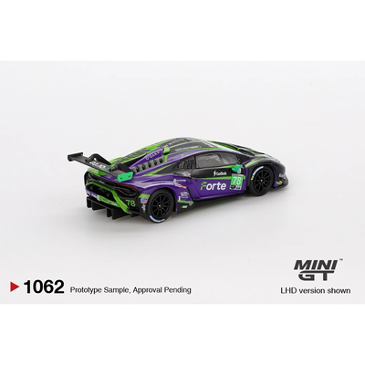 Lamborghini Huracán GT3 EVO2 #78 Forte Racing 2024 IMSA Daytona 24 Hrs - Grön - 1062 - Mini GT - 1:64