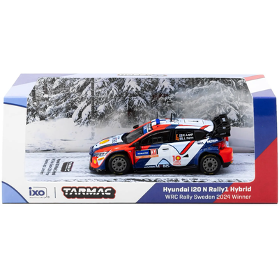 Hyundai i20 N Rally1 Hybrid Rally Sweden 2024 Winner #4 - Tarmac Works x Ixo Models - 1:64