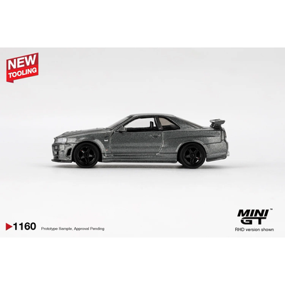 Nissan Skyline GT-R Dark Metal Gray (NISMO BNR34 CRS Version) - Grå - 1160 - Mini GT - 1:64