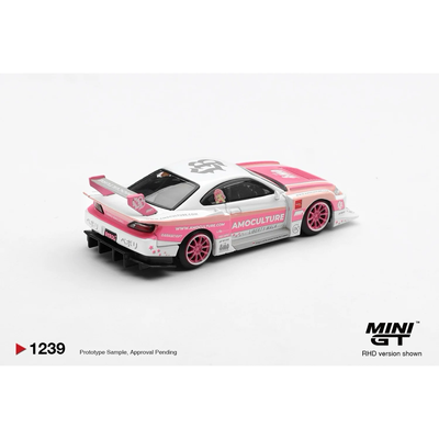 Nissan Silvia (S15) LB-Super Silhouette AMOCULTURE - Rosa / Vit - 1239 - Mini GT - 1:64