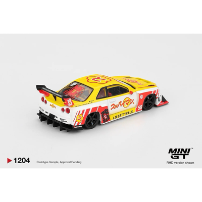 Nissan LB-ER34 Super Silhouette Skyline Suppaiman Okinawa - Gul / Röd - 1204 - Mini GT - 1:64