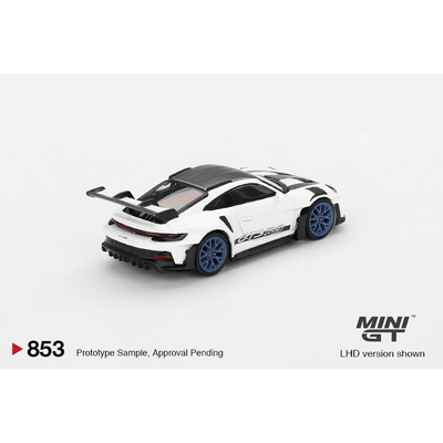 Porsche 911 (992) GT3 RS Weissach Package White with Indigo Blue - Vit - 853 - Mini GT - 1:64