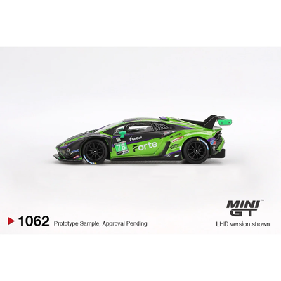 Lamborghini Huracán GT3 EVO2 #78 Forte Racing 2024 IMSA Daytona 24 Hrs - Grön - 1062 - Mini GT - 1:64