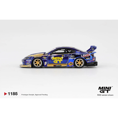 Nissan LB-Super Silhouette S15 SILVIA #555 Team MINI GT Liberty Walk 2025 Formula Drift Halloween Special - Blå - 1185 - Mini GT - 1:64