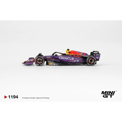 Oracle Red Bull Racing RB19 #1 Max Verstappen 2023 F1 Las Vegas GP Winner - Blå - 1194 - Mini GT - 1:64