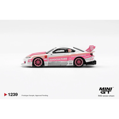 Nissan Silvia (S15) LB-Super Silhouette AMOCULTURE - Rosa / Vit - 1239 - Mini GT - 1:64