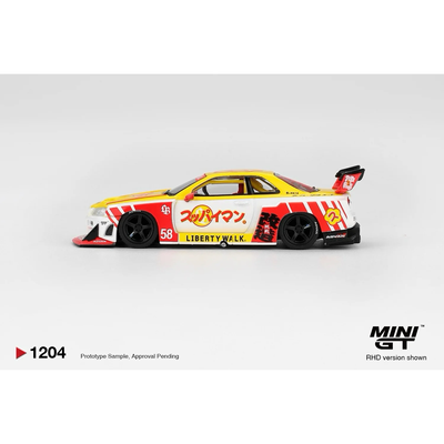Nissan LB-ER34 Super Silhouette Skyline Suppaiman Okinawa - Gul / Röd - 1204 - Mini GT - 1:64