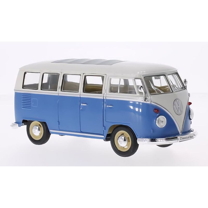 1963 Volkswagen T1 Bus - Blå och vit - 1:24 - Welly