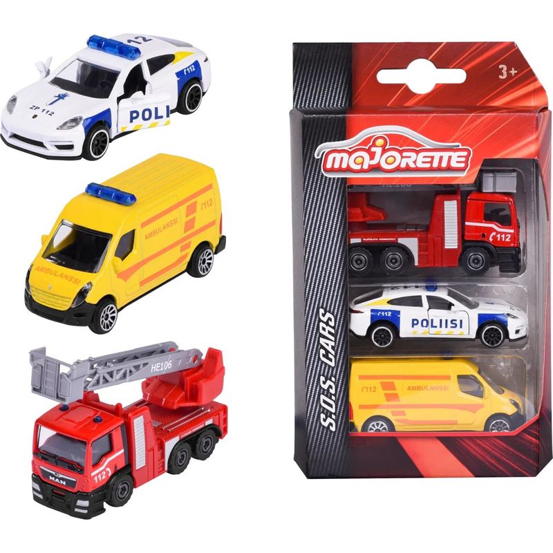 3-pack finska utryckningsfordon - S.O.S. Cars - Majorette