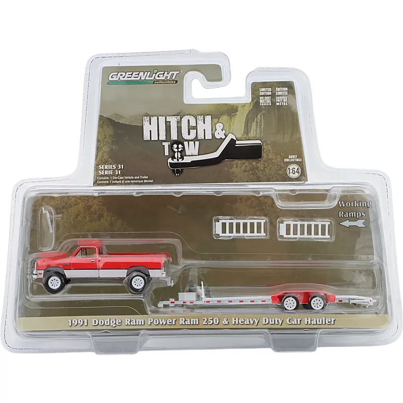 1991 Dodge Ram Power Ram 250 med Trailer - GreenLight - 1:64