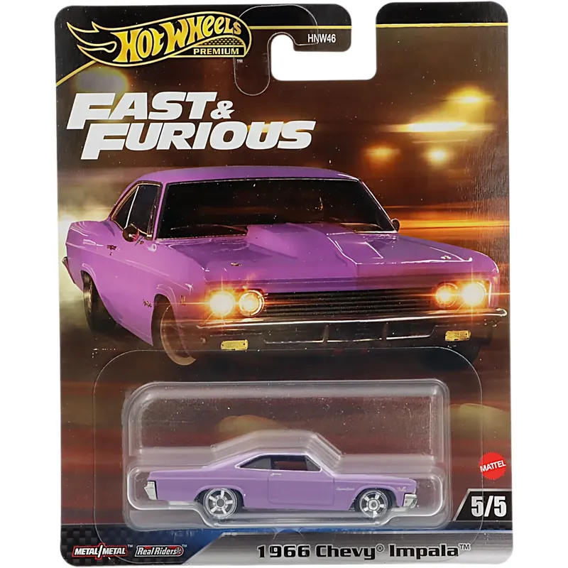 SKADAD FÖRPACKNING - 1966 Chevy Impala - Lila - Fast & Furious - Hot Wheels