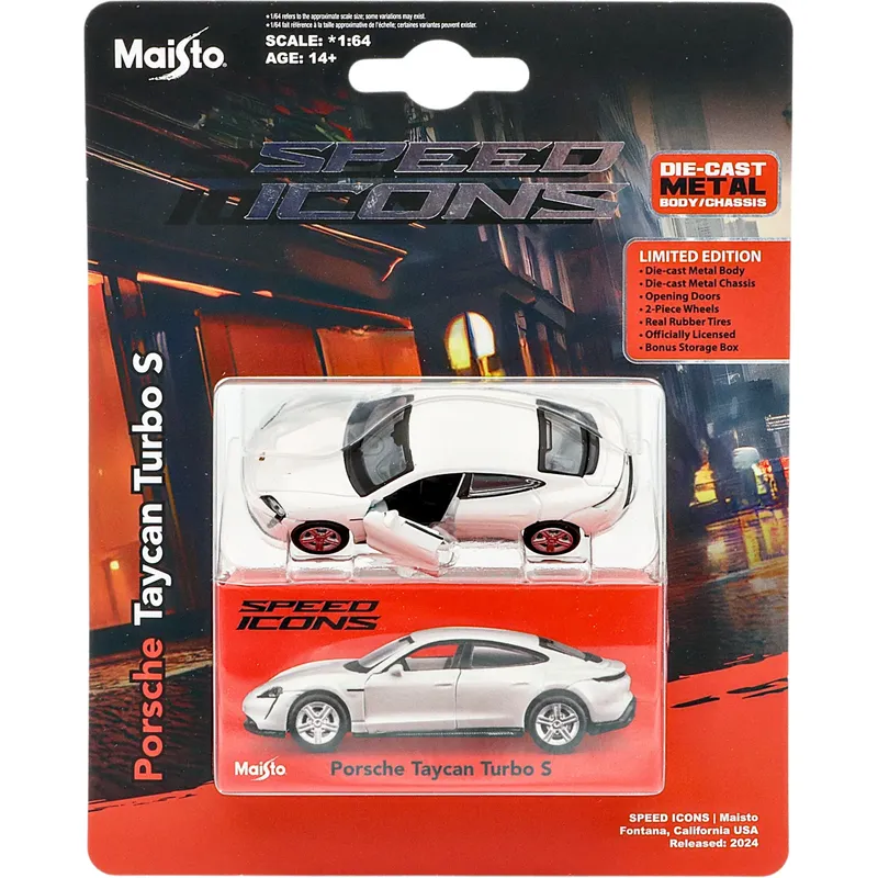 Porsche Taycan Turbo S - Vit - Speed Icons - Maisto - 1:64