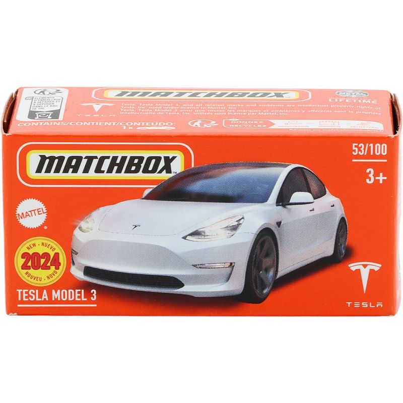 Tesla Model 3 - Vit - Power Grab - Matchbox