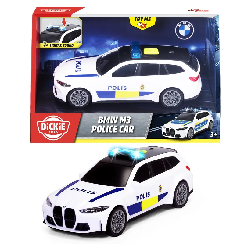 BMW M3 - Svensk Polisbil med ljud och ljus - Dickie Toys - 15 cm