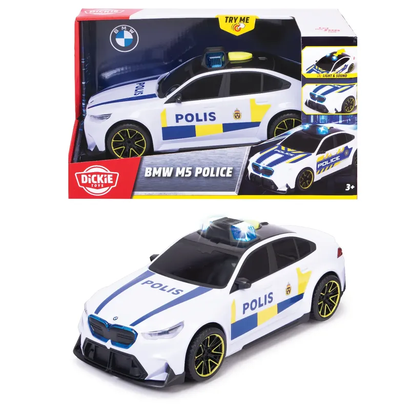 BMW M5 - Svensk Polisbil med ljud och ljus - Dickie Toys - 25 cm