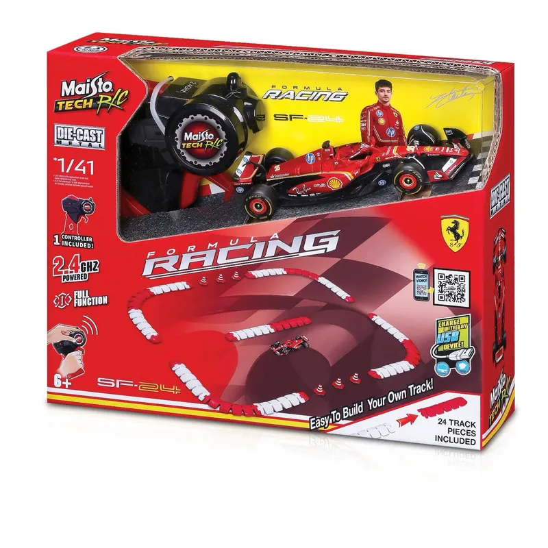 Ferrari SF-24 - Radiostyrd F1-bil med Racing Track - Leclerc - Bburago
